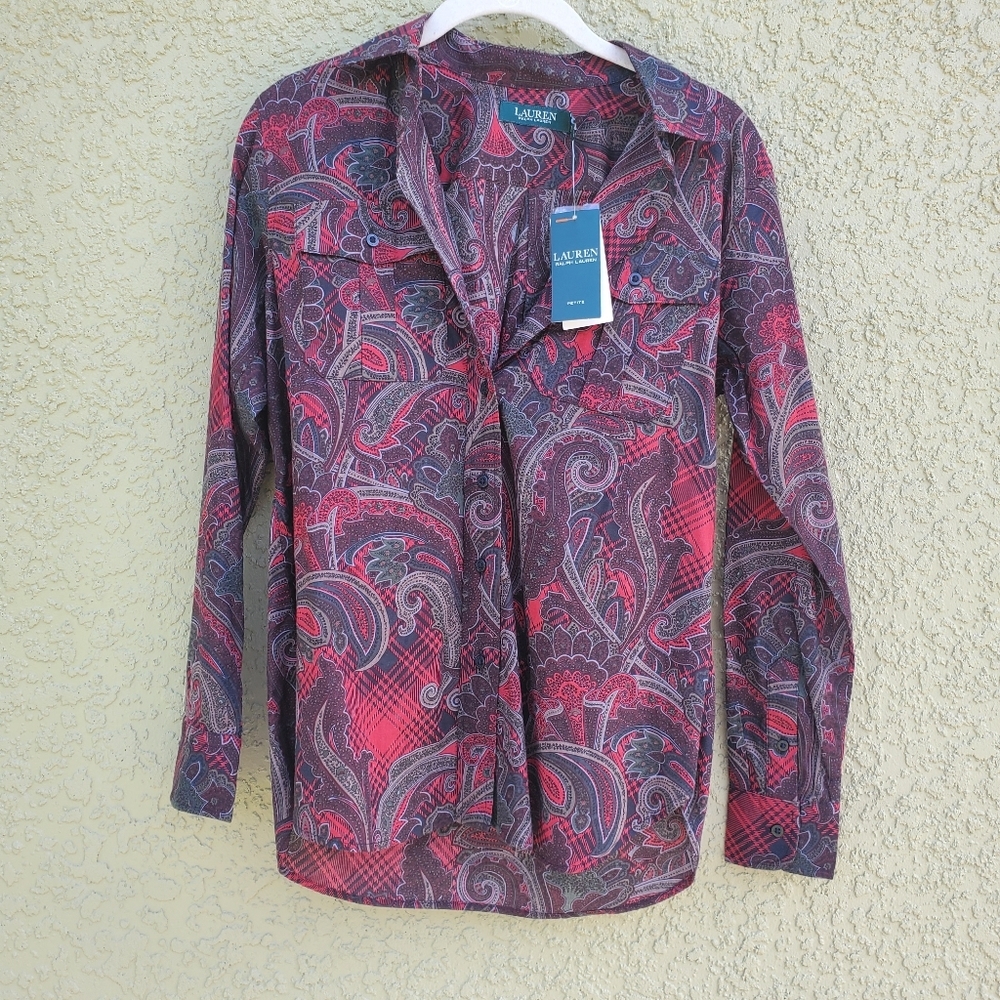 NWT Ralph Lauren Paisley Button Down Top